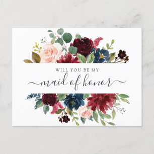 Cartão Postal De Festividades Floral Burgundy Buquê Você Será Meu