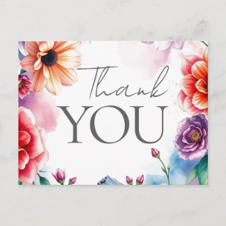 Cartão Postal De Festividades Floral Obrigado Elegante Moderno Simples Moderno