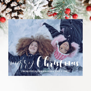 Cartão Postal De Festividades Floral Simple Elegant Family Christmas Photo Holid