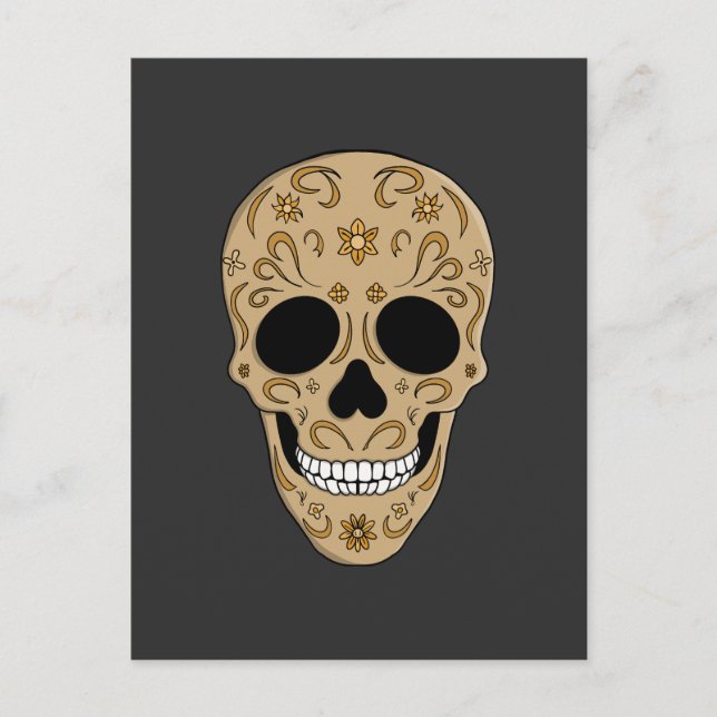 Cartão Postal De Festividades Floral Sugar Skull Dia de los Muertos (Frente)