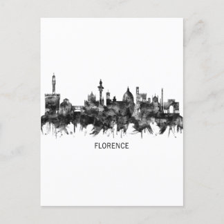 Cartão Postal De Festividades Florence Itália Skyline BW