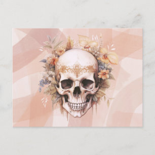 Cartão Postal De Festividades Flores Cranianas Boêmias Douradas Halloween