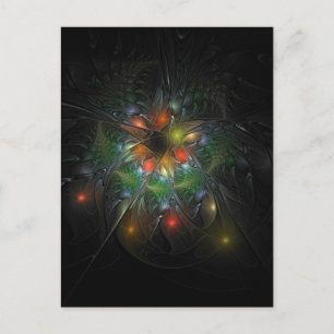 Cartão Postal De Festividades Flores de fantasia fractal suaves e tenra