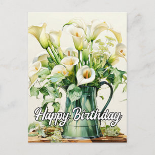 Cartão Postal De Festividades Flores de Lírio de Calla Recém-Colhidas