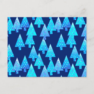 Cartão Postal De Festividades Flores de Natal modernas - azul de cobalto