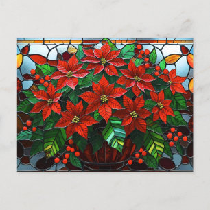 Cartão Postal De Festividades Flores De Vidro De Poinsettia