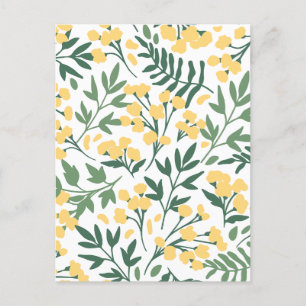 Cartão Postal De Festividades Flores e folhas amarelas minimalistas