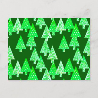 Cartão Postal De Festividades Flores modernas árvores de Natal - Pinho verde