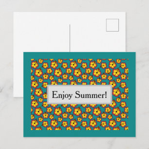 Cartão Postal De Festividades Flores Tropicais do Hibiscus Vermelho Amarelo Pers