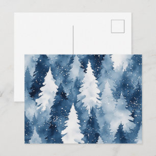 Cartão Postal De Festividades Floresta de Inverno de Silent Pines