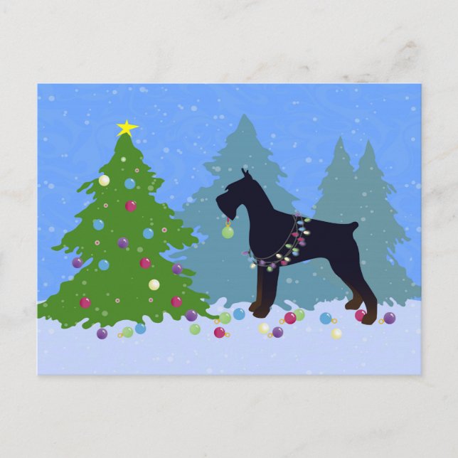 Cartão Postal De Festividades Floresta de Natal Giant Schnauzer (Frente)