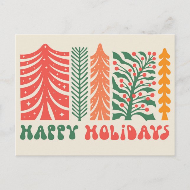 Cartão Postal De Festividades Floresta Festiva Retroativa (Frente)