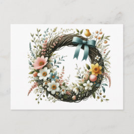 Cartão Postal De Festividades Flowers Wreath