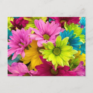 CARTÃO POSTAL DE FESTIVIDADES FLUXAS COLORIDAS BRILHANTES
