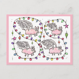 Cartão Postal De Festividades "Flying Future Bacon" Cartão de Natal