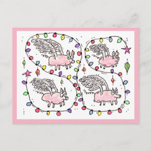 Cartão Postal De Festividades "Flying Future Bacon" Cartão de Natal