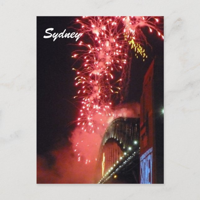 Cartão Postal De Festividades fogos de artifício da sydney vermelho (Frente)