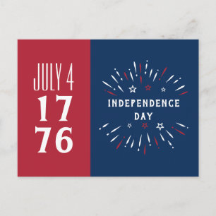 Cartão Postal De Festividades Fogos de artifício do Dia da Independência dos EUA