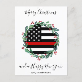 Cartão Postal De Festividades Fogueiro Thin Red Line Modern Wreath