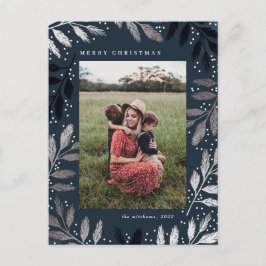 Cartão Postal De Festividades Foil Branches Feliz Quadro de Fotos de Natal