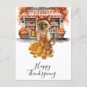 Cartão Postal De Festividades Folha de Ação de Graças da padaria temerária para