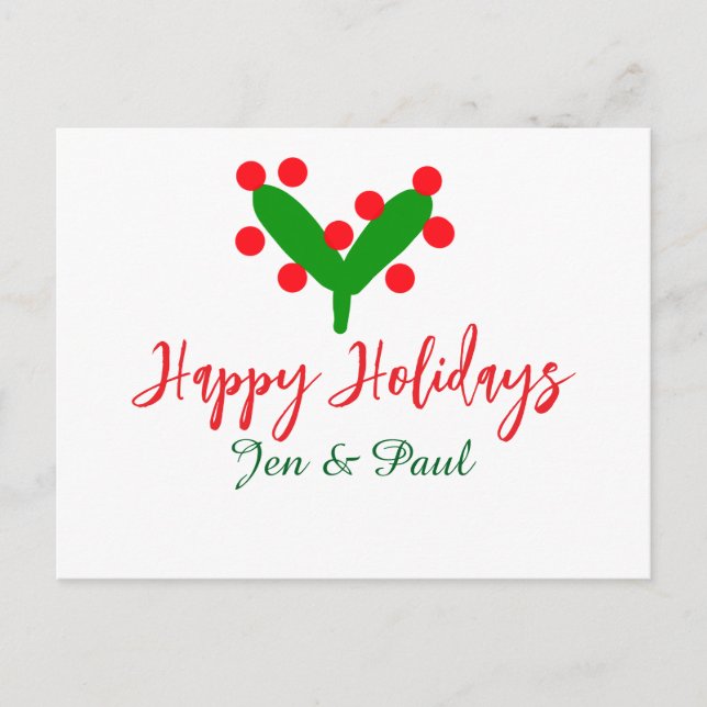 Cartão Postal De Festividades Folha verde casal verde (Frente)