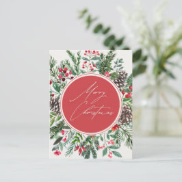 Cartão Postal De Festividades Folhagem de Natal Elegante