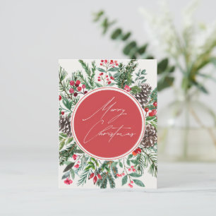Cartão Postal De Festividades Folhagem de Natal Elegante