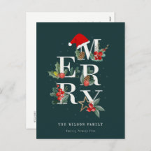 Folhagem de Natal Elegante Verde Branco Feliz