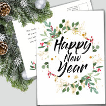 Folhagem Dourada Floral | Ano Novo Red Berry