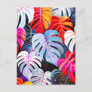 Cartão Postal De Festividades Folhagem Tropical de Paraíso Selvagem