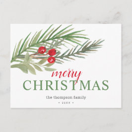 Cartão Postal De Festividades Folhagens festivas de Natal