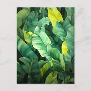 Cartão Postal De Festividades Folhas Tropicais Abstrato Botânico Selva Natureza