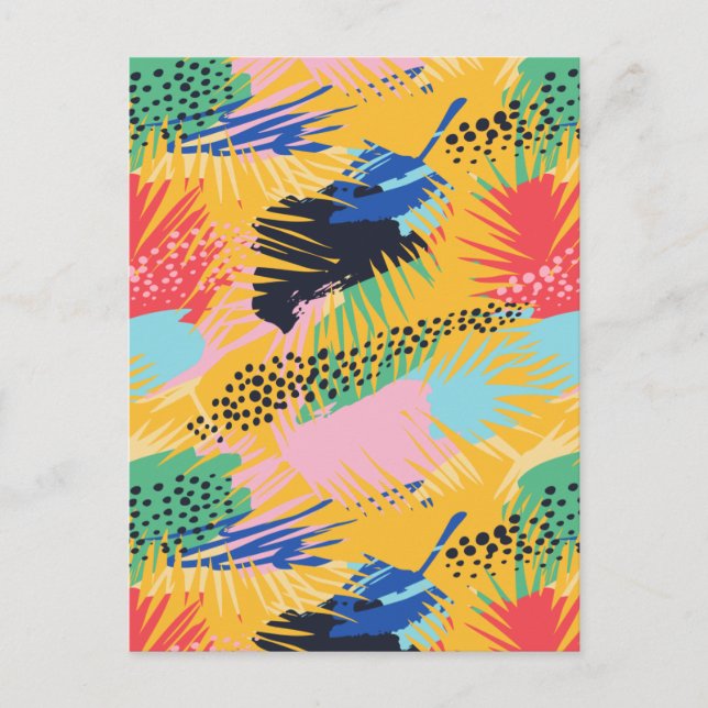 Cartão Postal De Festividades Folhas tropicais de palma de abstrato Boho (Frente)
