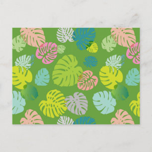 Cartão Postal De Festividades Folhas Tropicais Multicolores 8