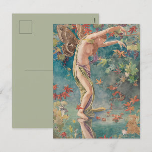 Cartão Postal De Festividades Folhas Vintage Victorian Autumn Scattering