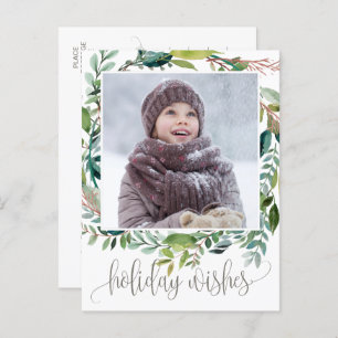 Cartão Postal De Festividades Foliage Holiday Deseja o Cartão-Postal de Natal