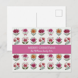 Cartão Postal De Festividades Folk Floral Natal