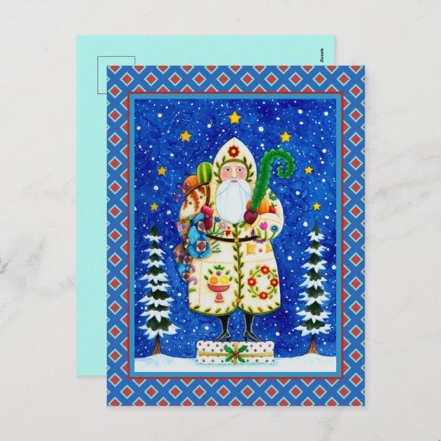 CARTÃO POSTAL DE FESTIVIDADES FOLKART BALTIMORE QUILADO PAI NATAL PRIMITIVO (Frente/Verso)
