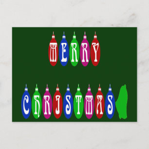 Cartão Postal De Festividades Fonte Colorida de Ornamento de Natal Feliz