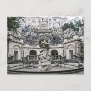 Cartão Postal De Festividades Fonte com estátua de Netuno em Praga
