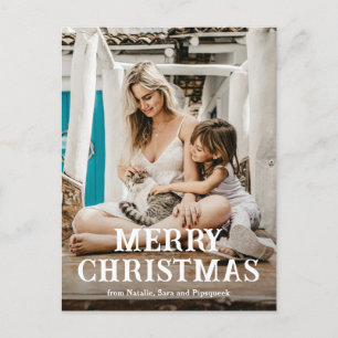 Cartão Postal De Festividades Fonte Vintage Simples Foto Natal Moderno