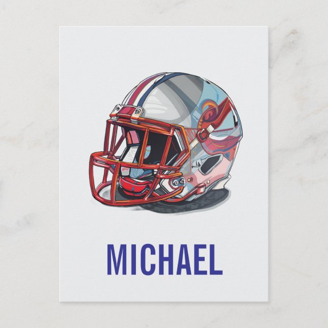 Cartão Postal De Festividades Football Helmet Pop Art Motivational Name (Frente)