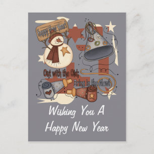 Cartão Postal De Festividades Fora com o velho Traga o novo