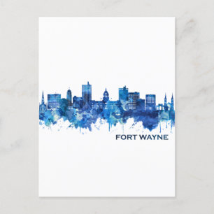 Cartão Postal De Festividades Fort Wayne Indiana Skyline Blue