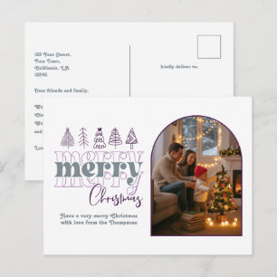 Cartão Postal De Festividades Fosco Lavanda Cozy Arch Foto Feliz Natal