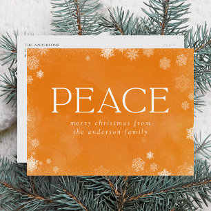 Cartão Postal De Festividades Fosco Peace Orange Watercolor Não Foto
