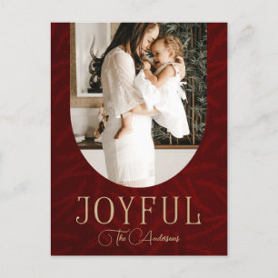 Cartão Postal De Festividades Foto alegre do Arco Botânico Moderno Dourado Verme