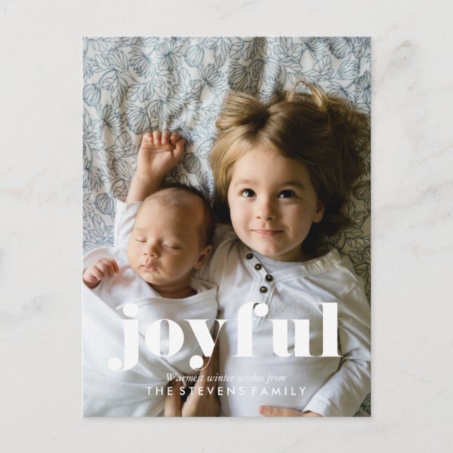 Cartão Postal De Festividades Foto alegre do Cheio de Natal (Frente)