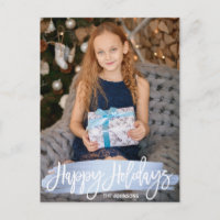 FOTO azul da família | do Natal da folha boas